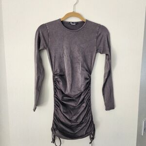 Zara Long Sleeve Ruched Dress in Gray